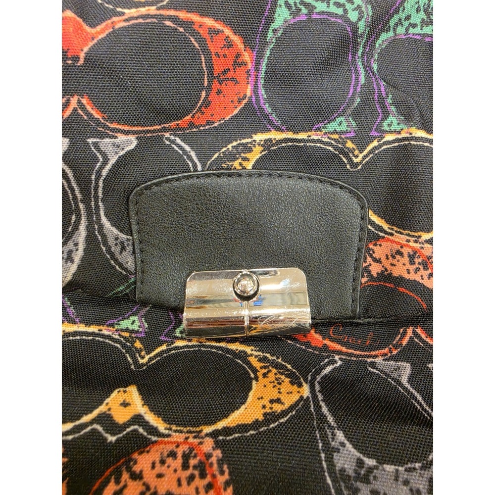 Y2K Coach Scribble Print Chain Strap Shoulder Bag Black Multicolor Medium - Picture 3 of 11